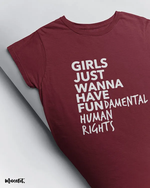 Girl's fundamental rights printed t shirts