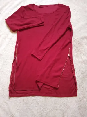 Gold side zipper long sleeve tops