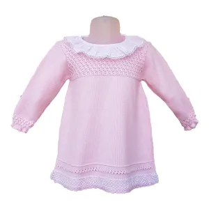 Granlei Pink Knitted Dress with Frill Collar
