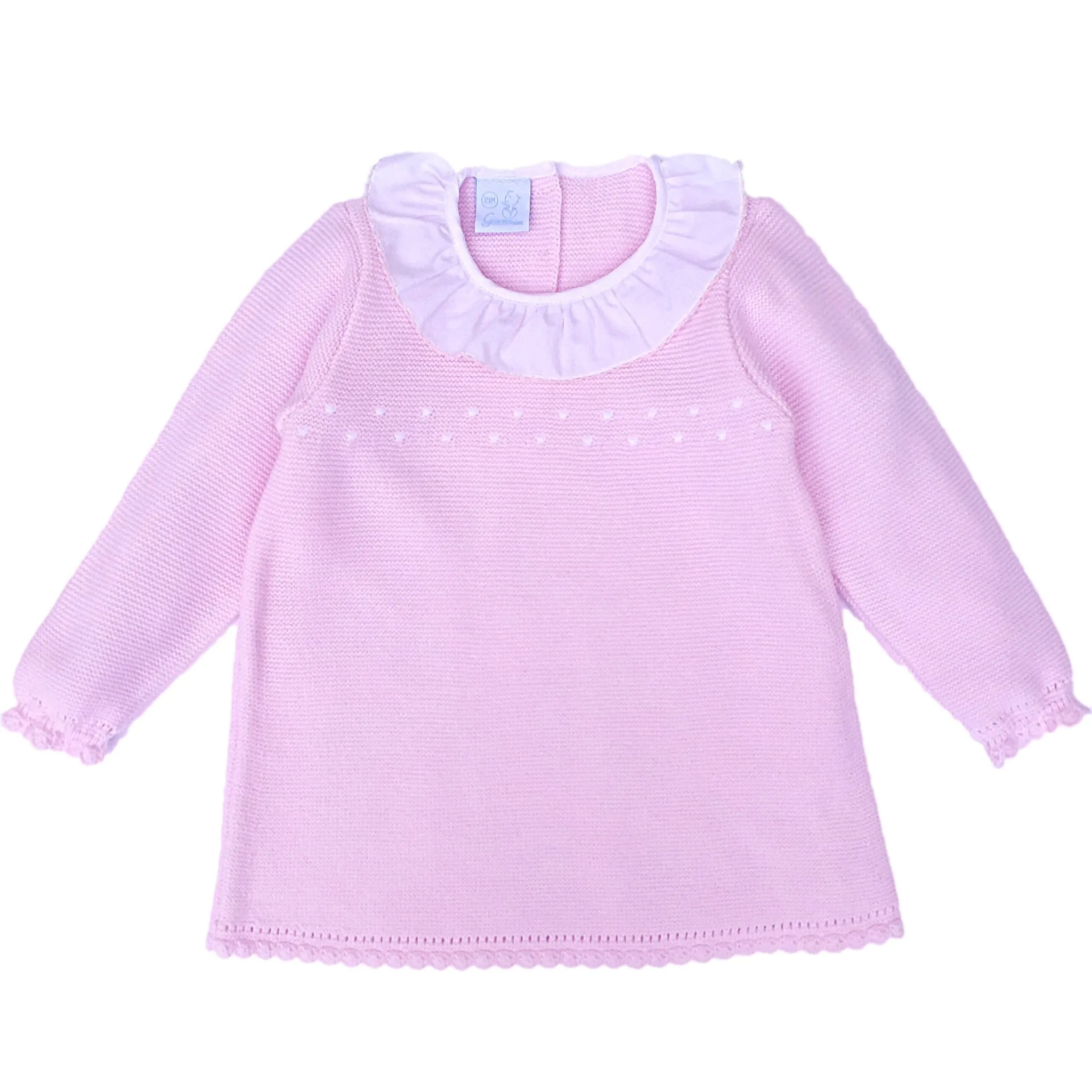 Granlei Pink Knitted Dress with Frill Collar
