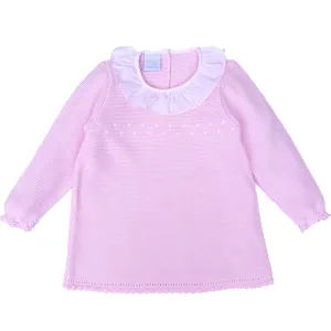 Granlei Pink Knitted Dress with Frill Collar