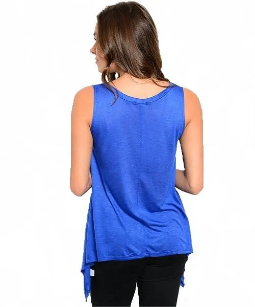 Graphic Sharkbite-Hem Top | Royal Blue