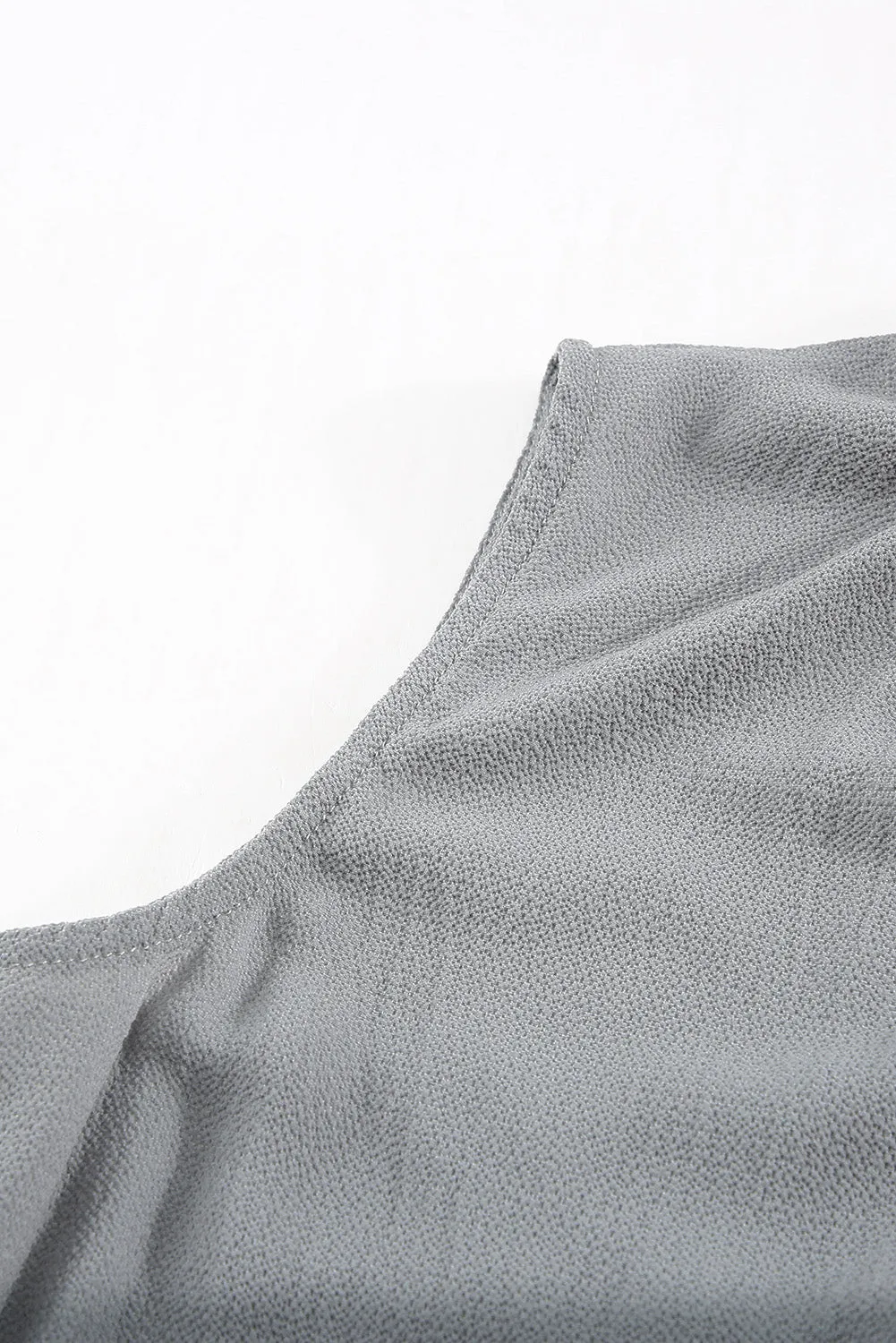 Gray Sleeveless V Neck Ruffled Swing Mini Dress