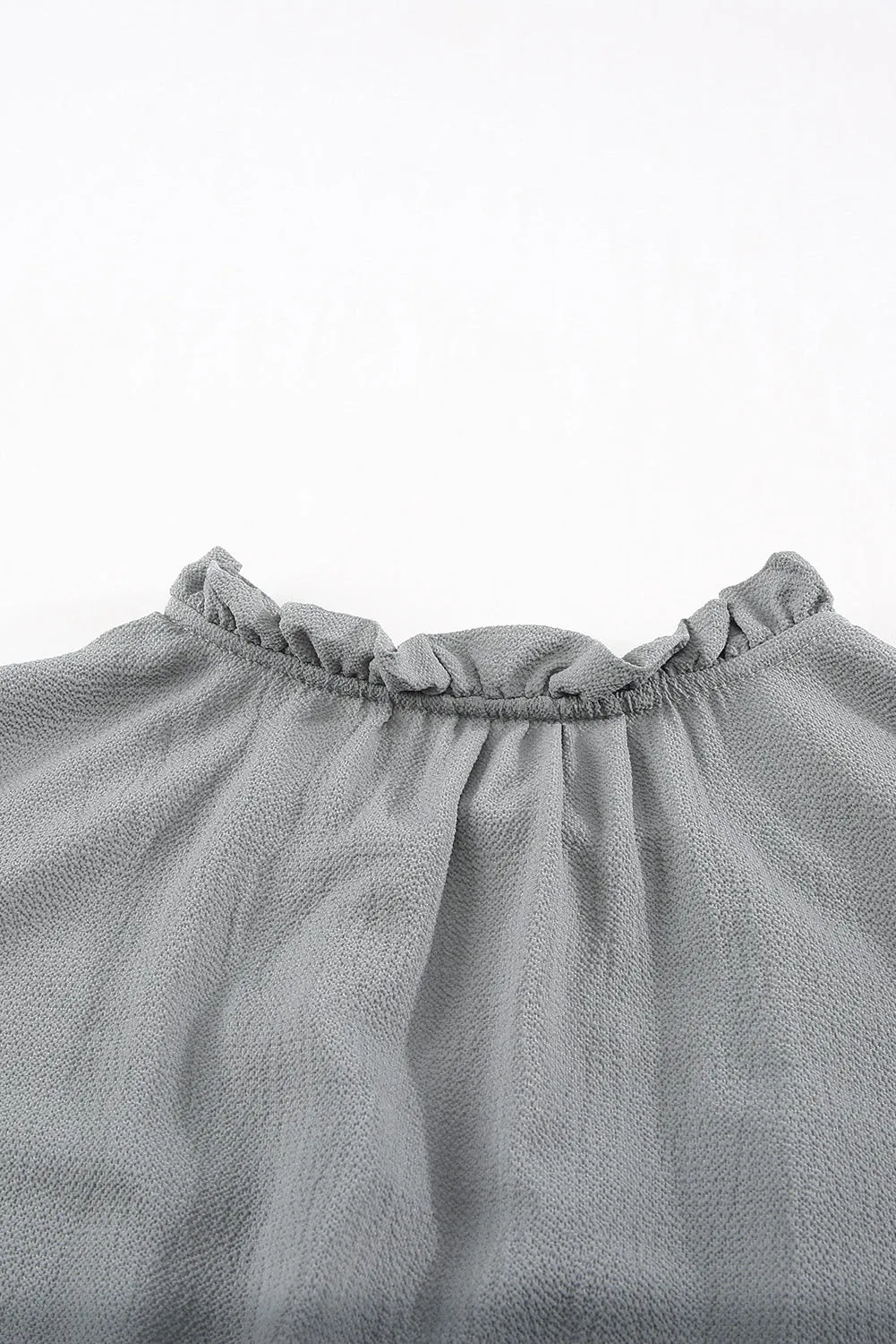 Gray Sleeveless V Neck Ruffled Swing Mini Dress
