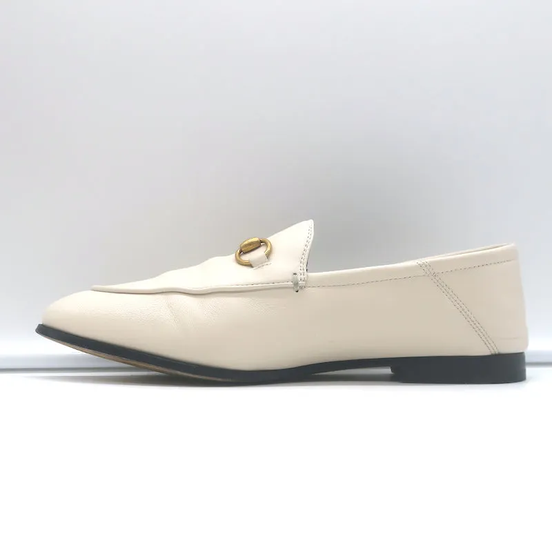 Gucci Collapsible Heel Horsebit Loafers White Leather Size 37
