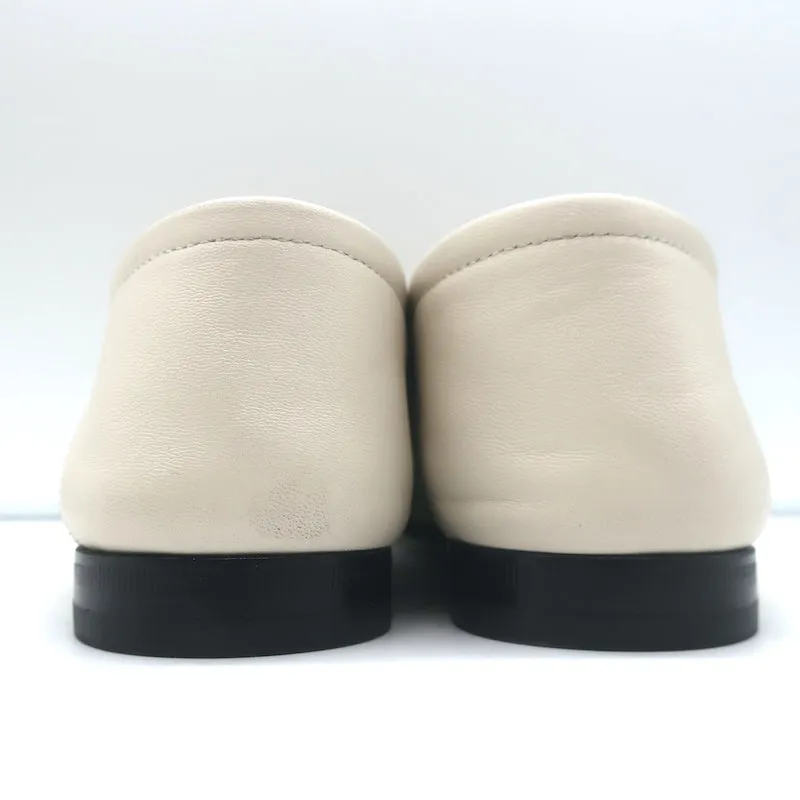 Gucci Collapsible Heel Horsebit Loafers White Leather Size 37