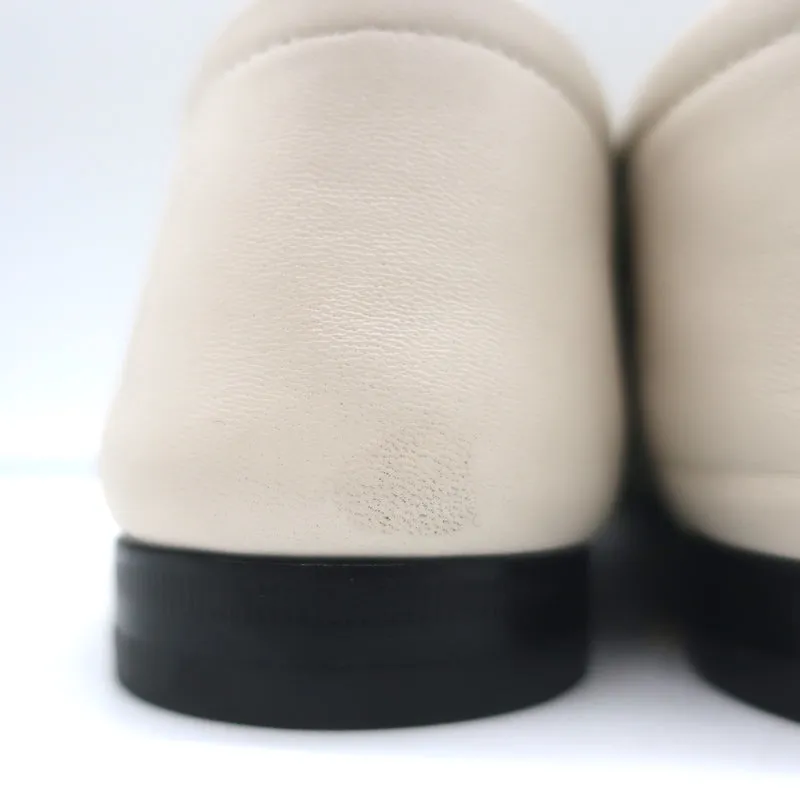 Gucci Collapsible Heel Horsebit Loafers White Leather Size 37