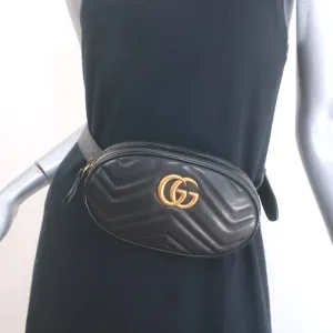 Gucci GG Marmont Belt Bag Black Matelasse Leather Size 75 US 30