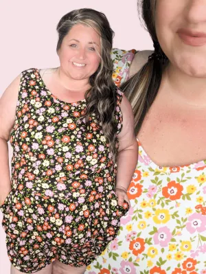 Hailey Comfiest Romper with Pockets in Groovy Florals (2 colors)