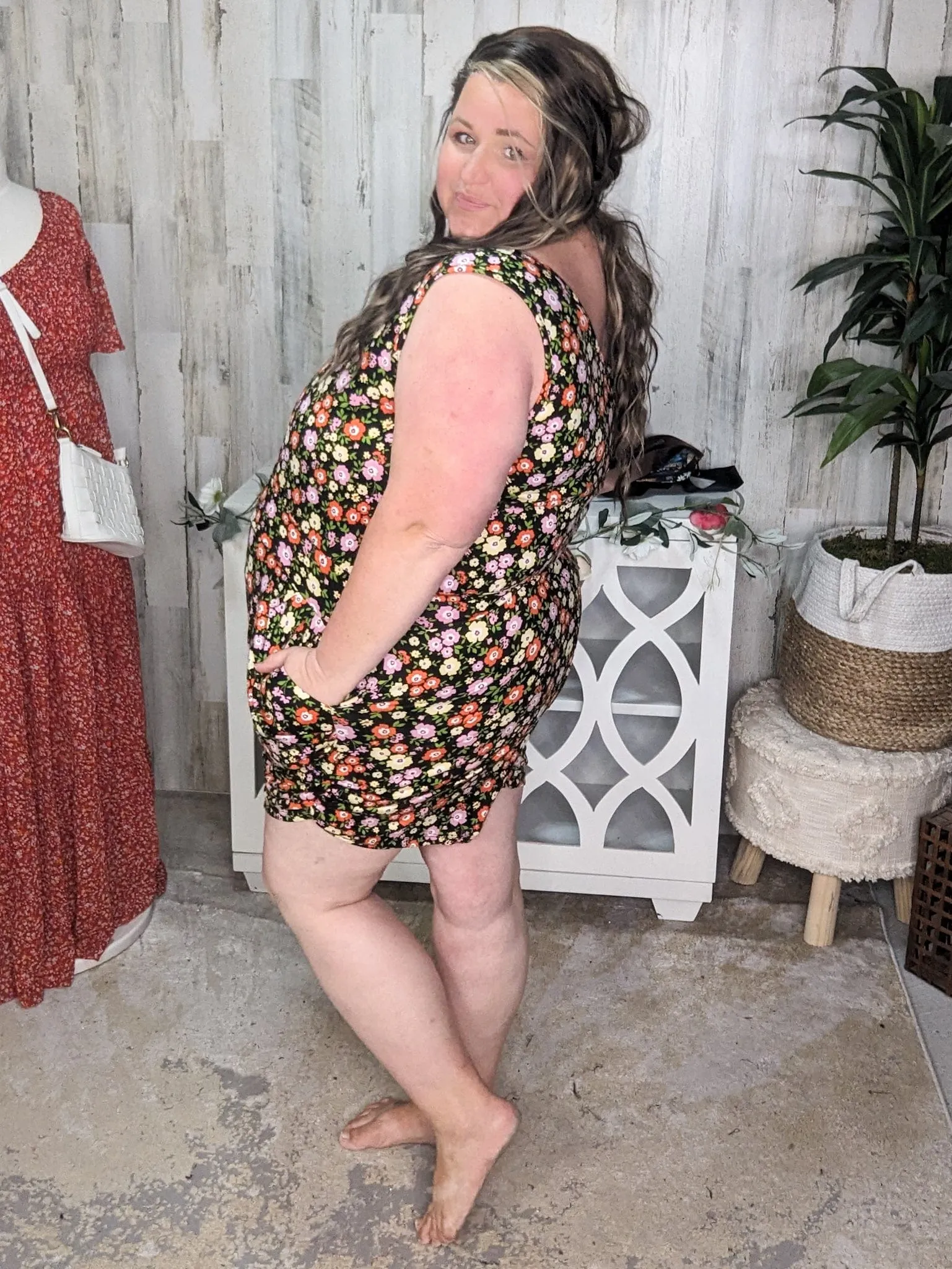 Hailey Comfiest Romper with Pockets in Groovy Florals (2 colors)