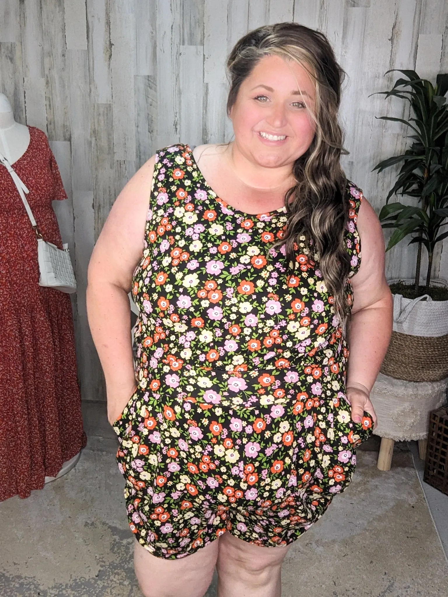 Hailey Comfiest Romper with Pockets in Groovy Florals (2 colors)