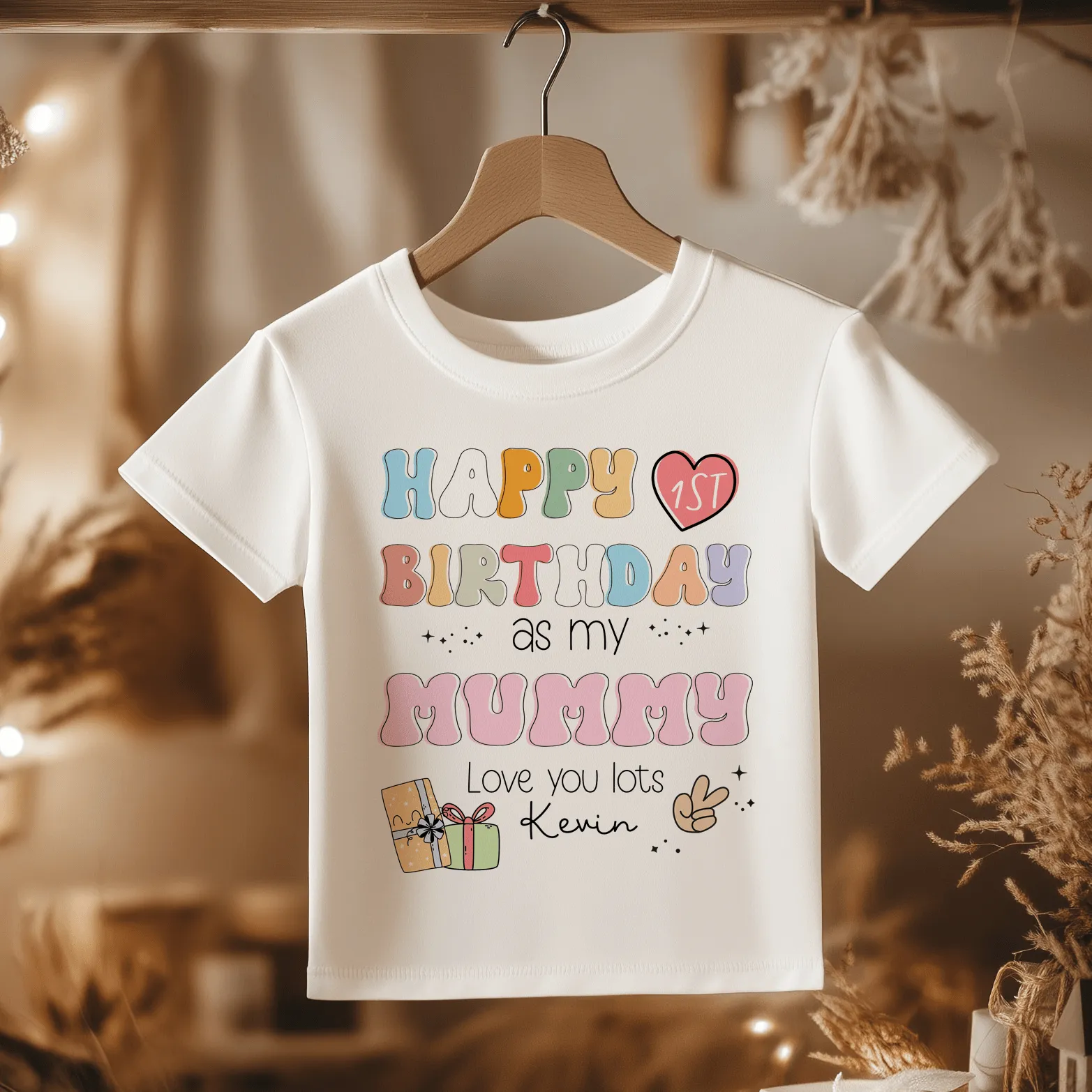 Happy Birthday As My Mummy Retro Personalised Toddler & Kids T Shirt