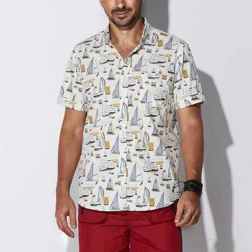 Hawaiian Sailboat Printing Shirts