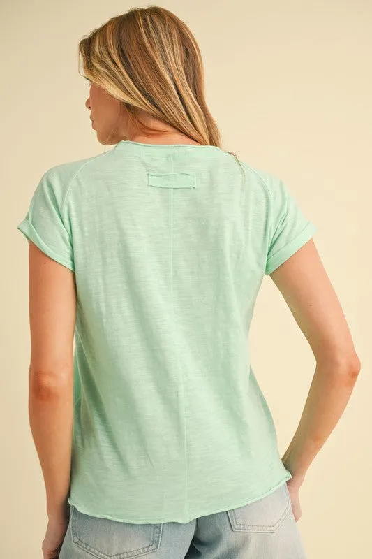 Hazel Blues® |  Aemi   Co Lettuce Edge Round Neck Short Sleeve T-Shirt