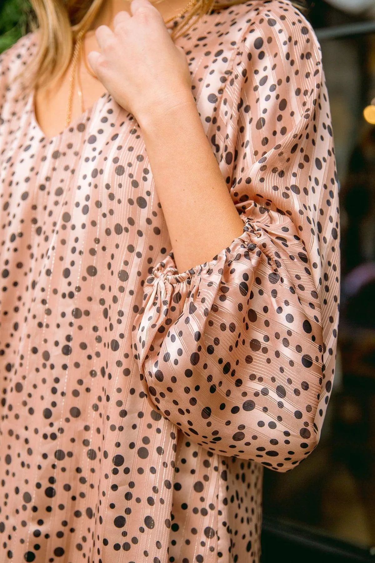 Hazel Blues® | Vivian Satin Blouse in Rose Gold