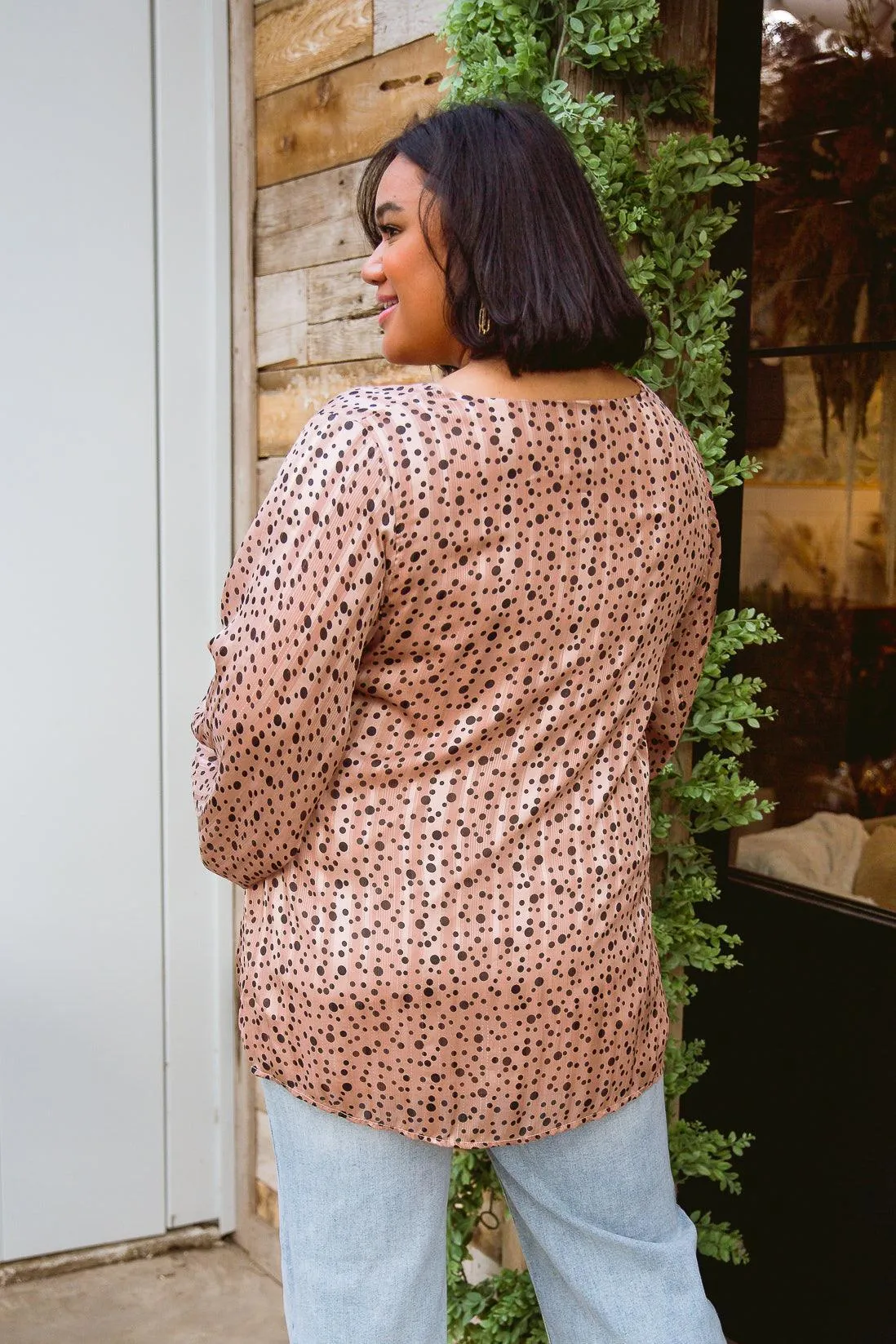 Hazel Blues® | Vivian Satin Blouse in Rose Gold