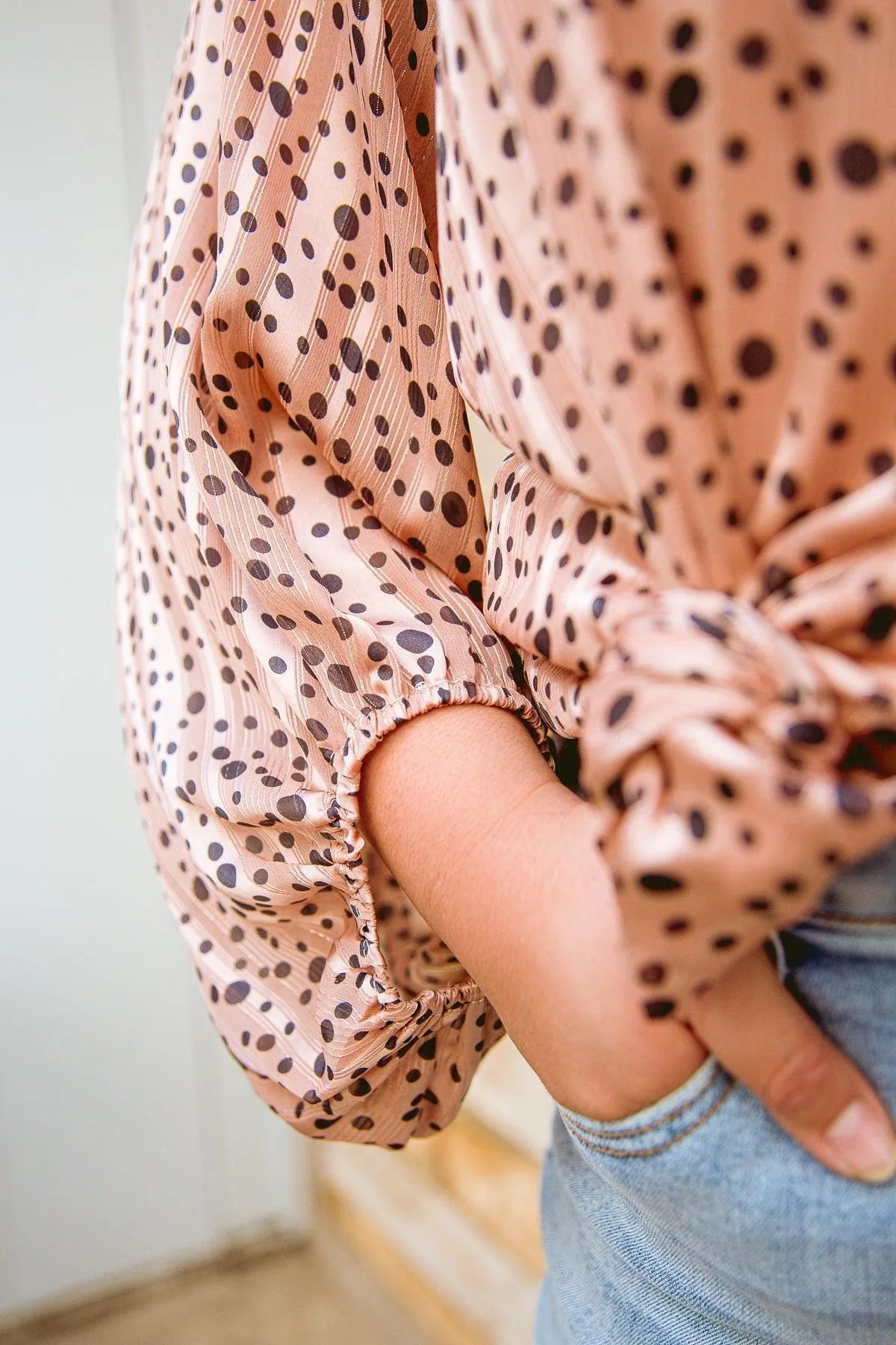 Hazel Blues® | Vivian Satin Blouse in Rose Gold