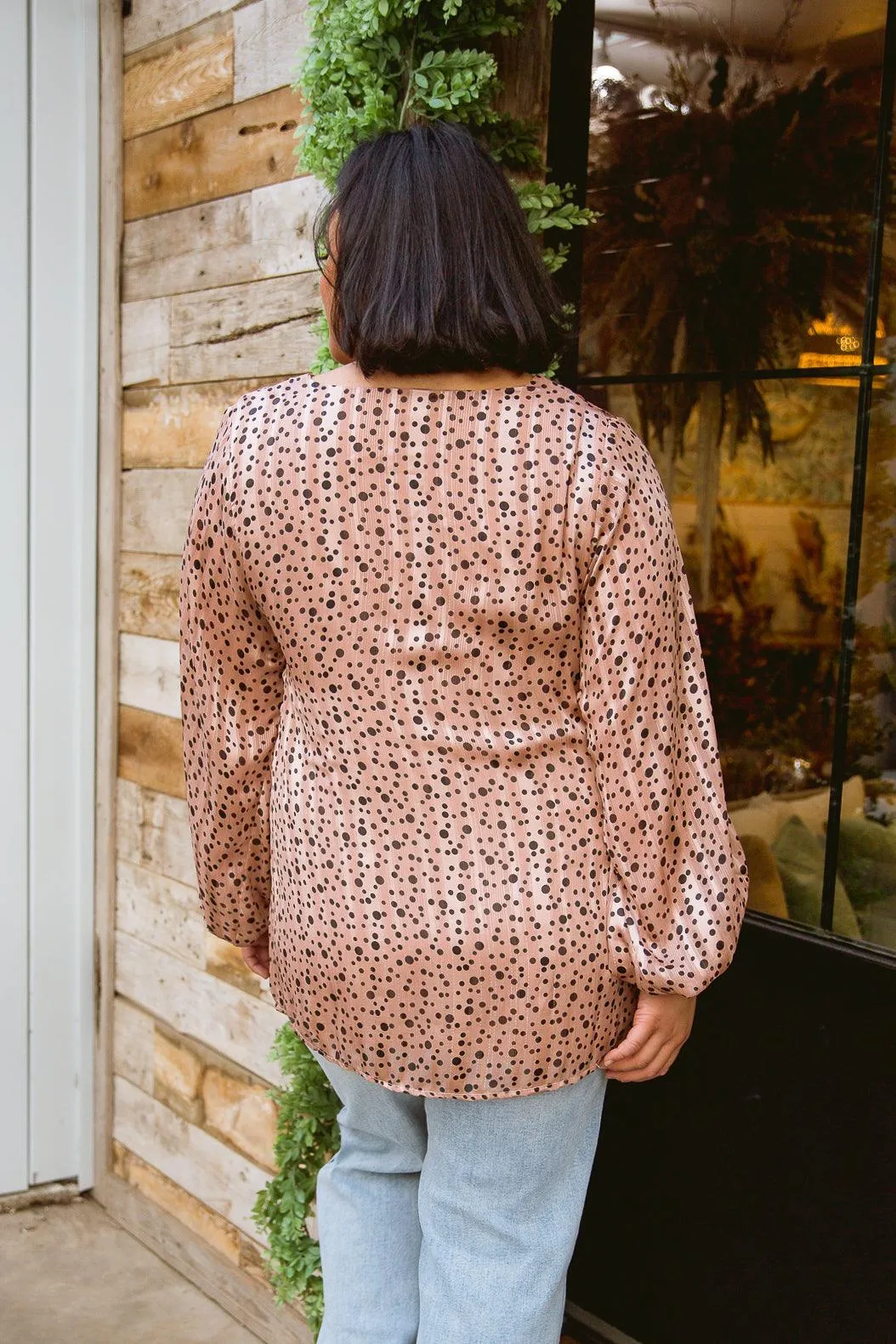 Hazel Blues® | Vivian Satin Blouse in Rose Gold