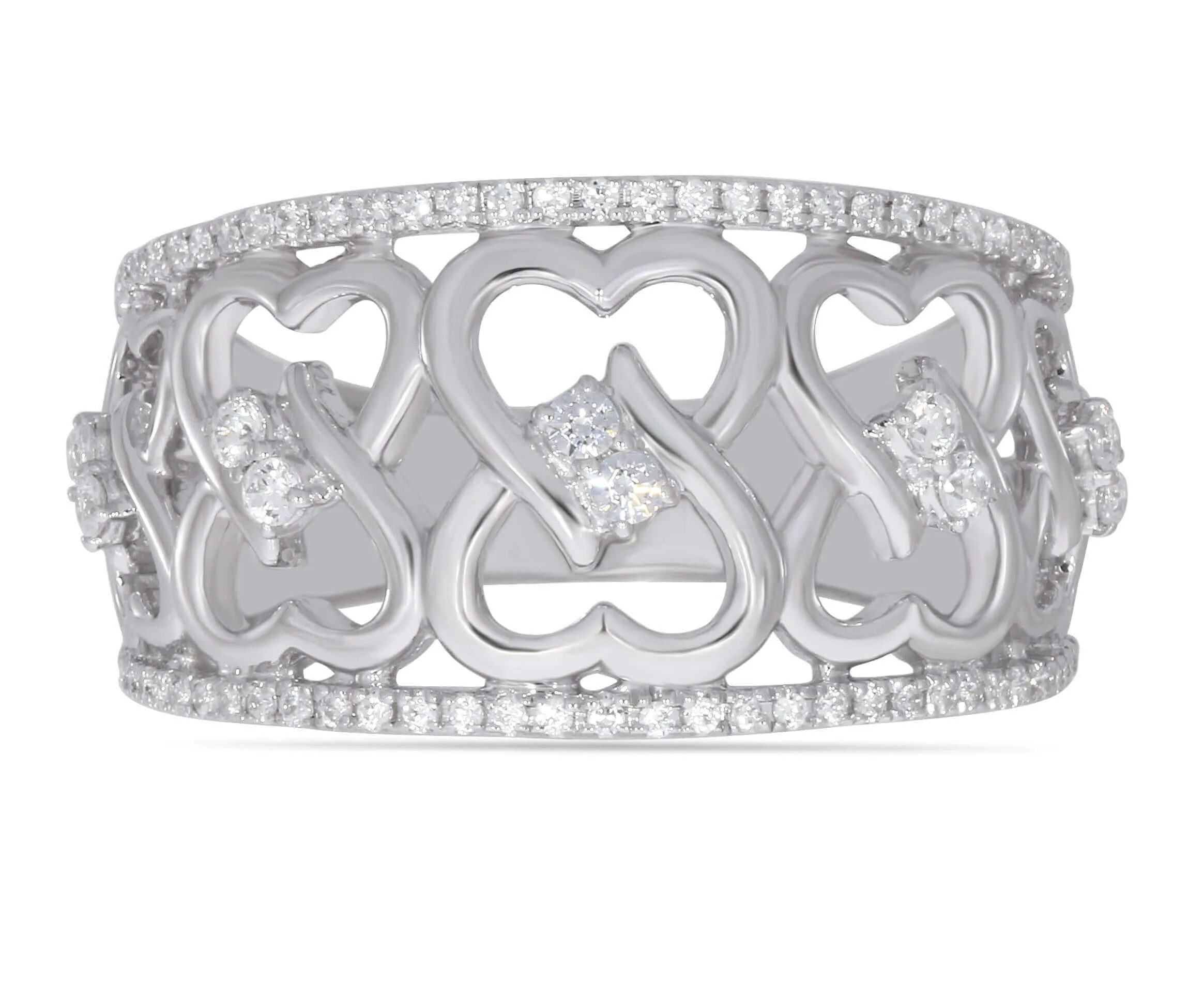 I Love Us 3/4ct.tw Two Stone Heart to Heart Bond Together Diamond Ring (G-H / I1-I2) "My Best Friend is My True Love" - White G-H in 14K Gold