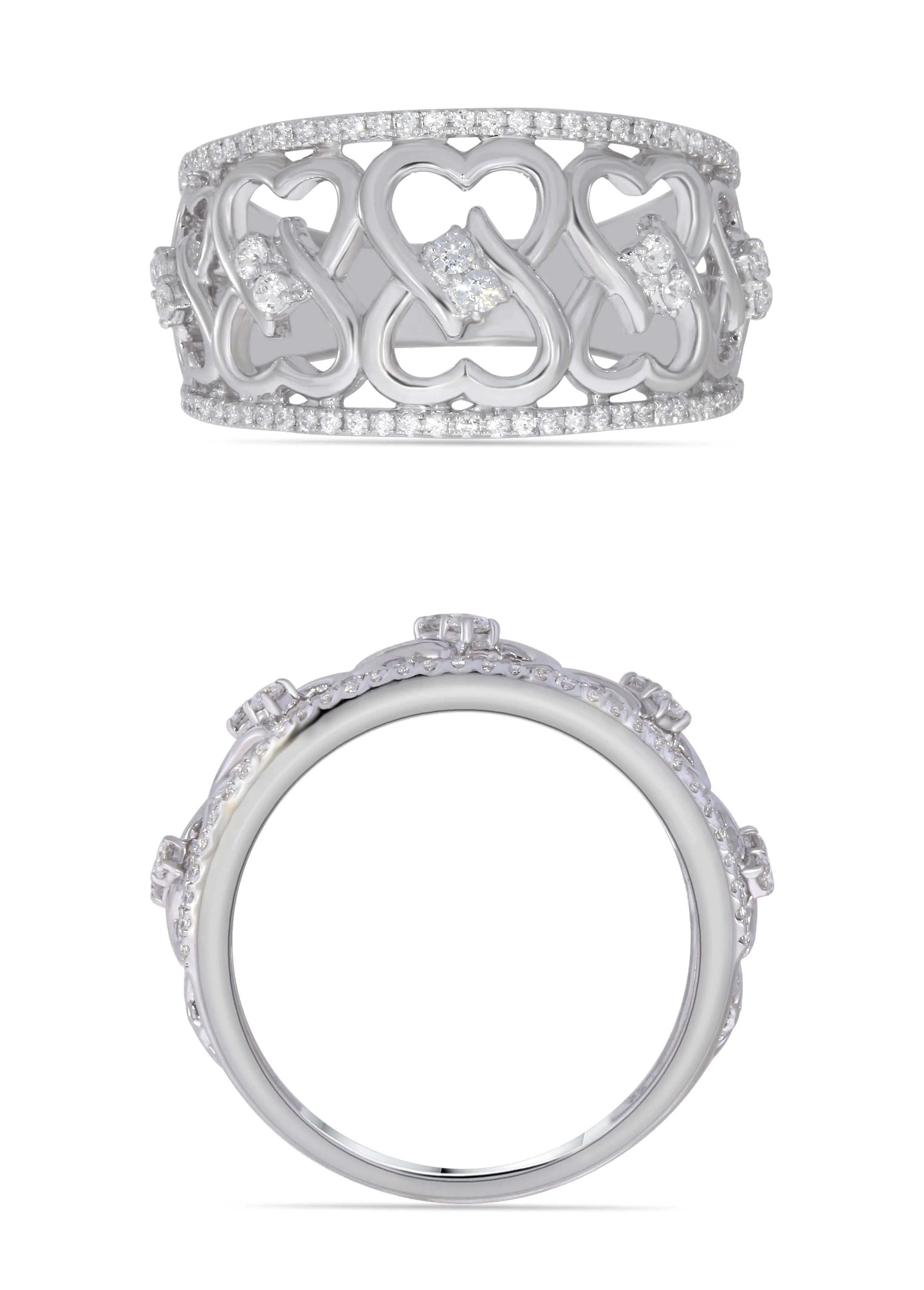 I Love Us 3/4ct.tw Two Stone Heart to Heart Bond Together Diamond Ring (G-H / I1-I2) "My Best Friend is My True Love" - White G-H in 14K Gold