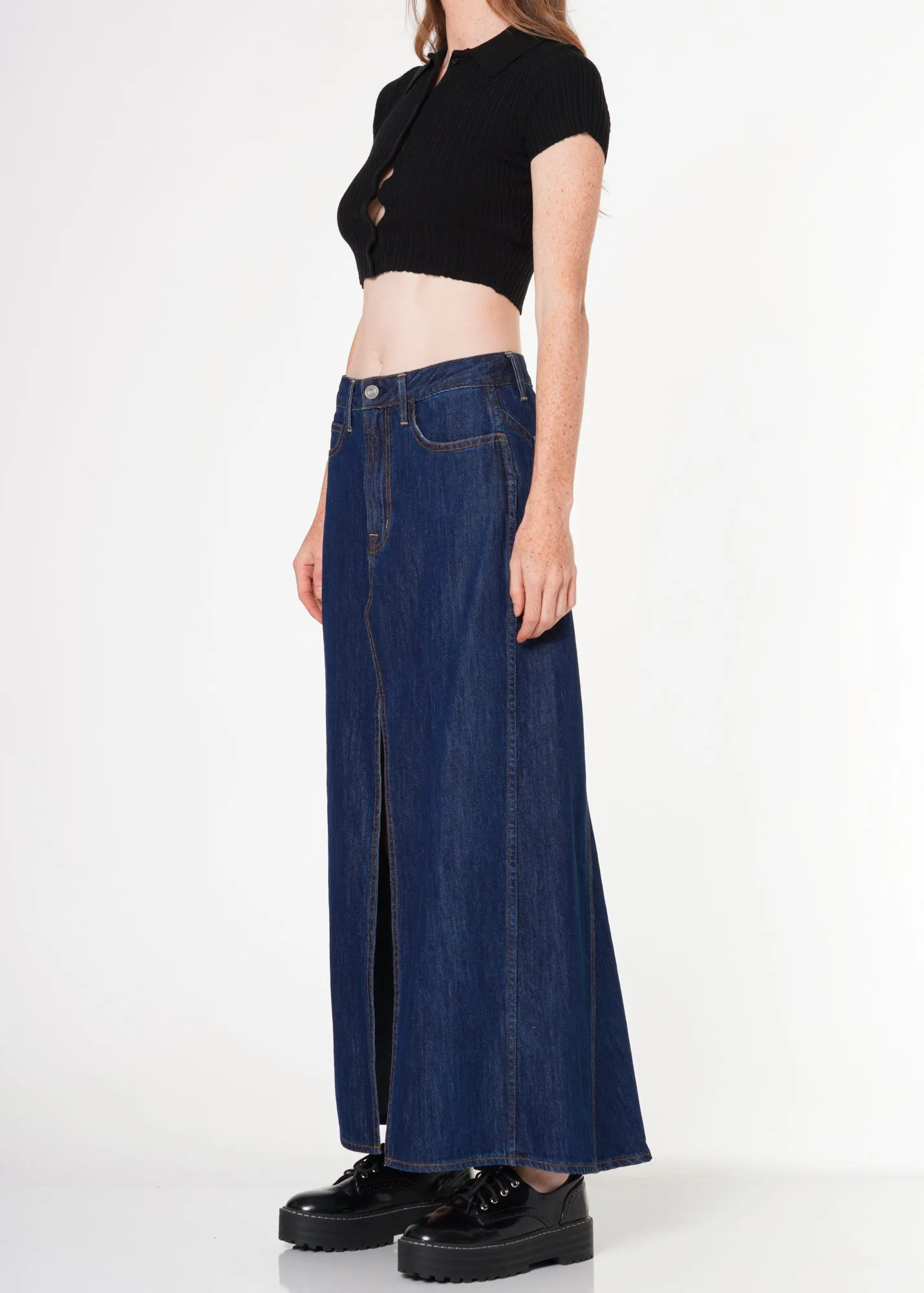 Jackie Slit Denim Maxi Skirt
