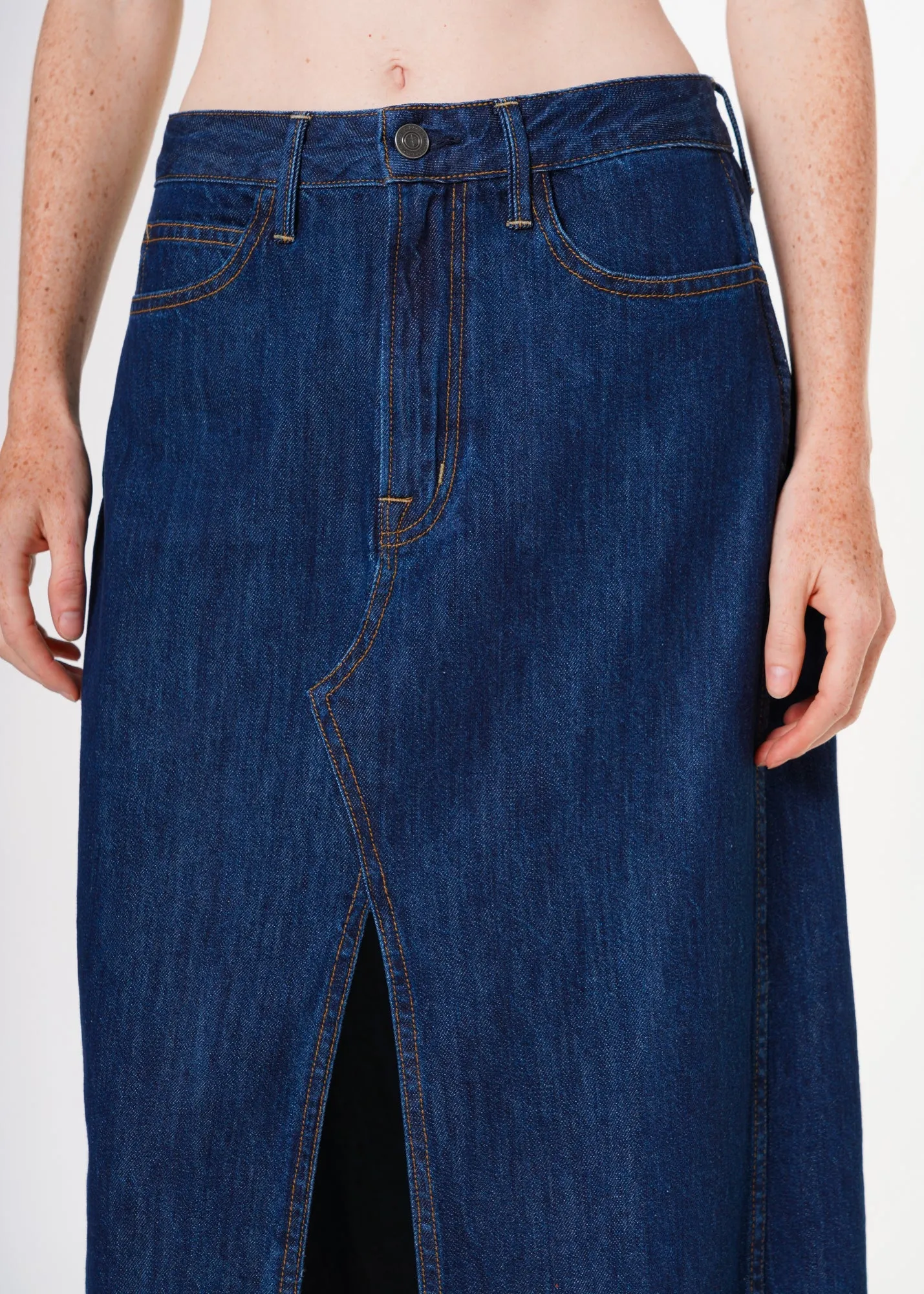 Jackie Slit Denim Maxi Skirt
