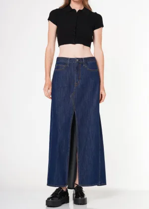 Jackie Slit Denim Maxi Skirt