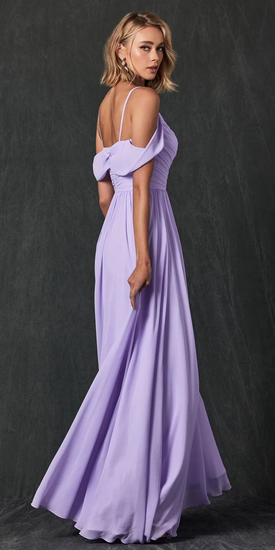 Juliet 262 Pleated Off the Shoulder Formal Dress
