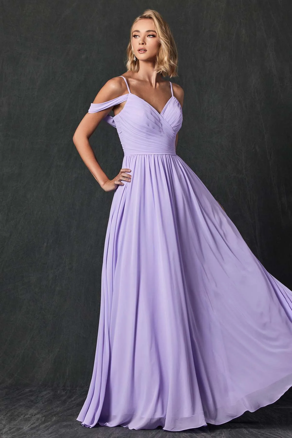 Juliet 262 Pleated Off the Shoulder Formal Dress