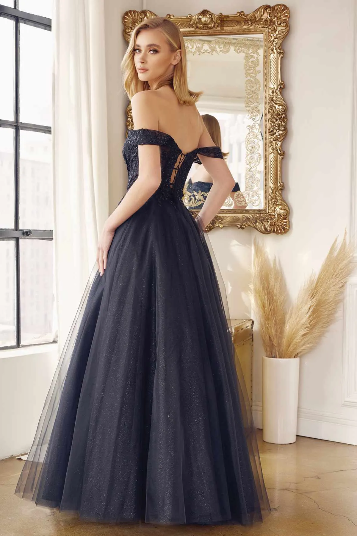 Juliet 280 Off the Shoulder Embroidered Tulle Ball Gown