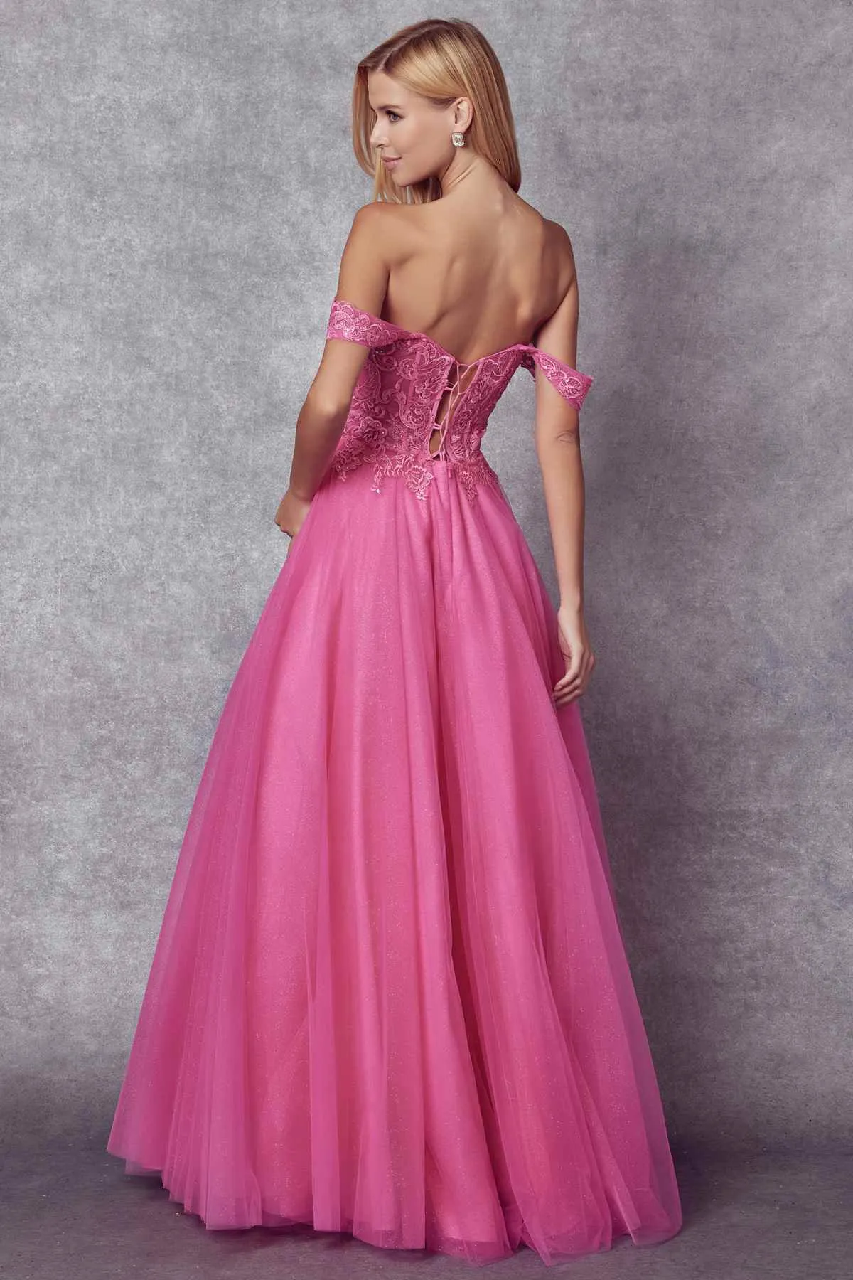 Juliet 280 Off the Shoulder Embroidered Tulle Ball Gown