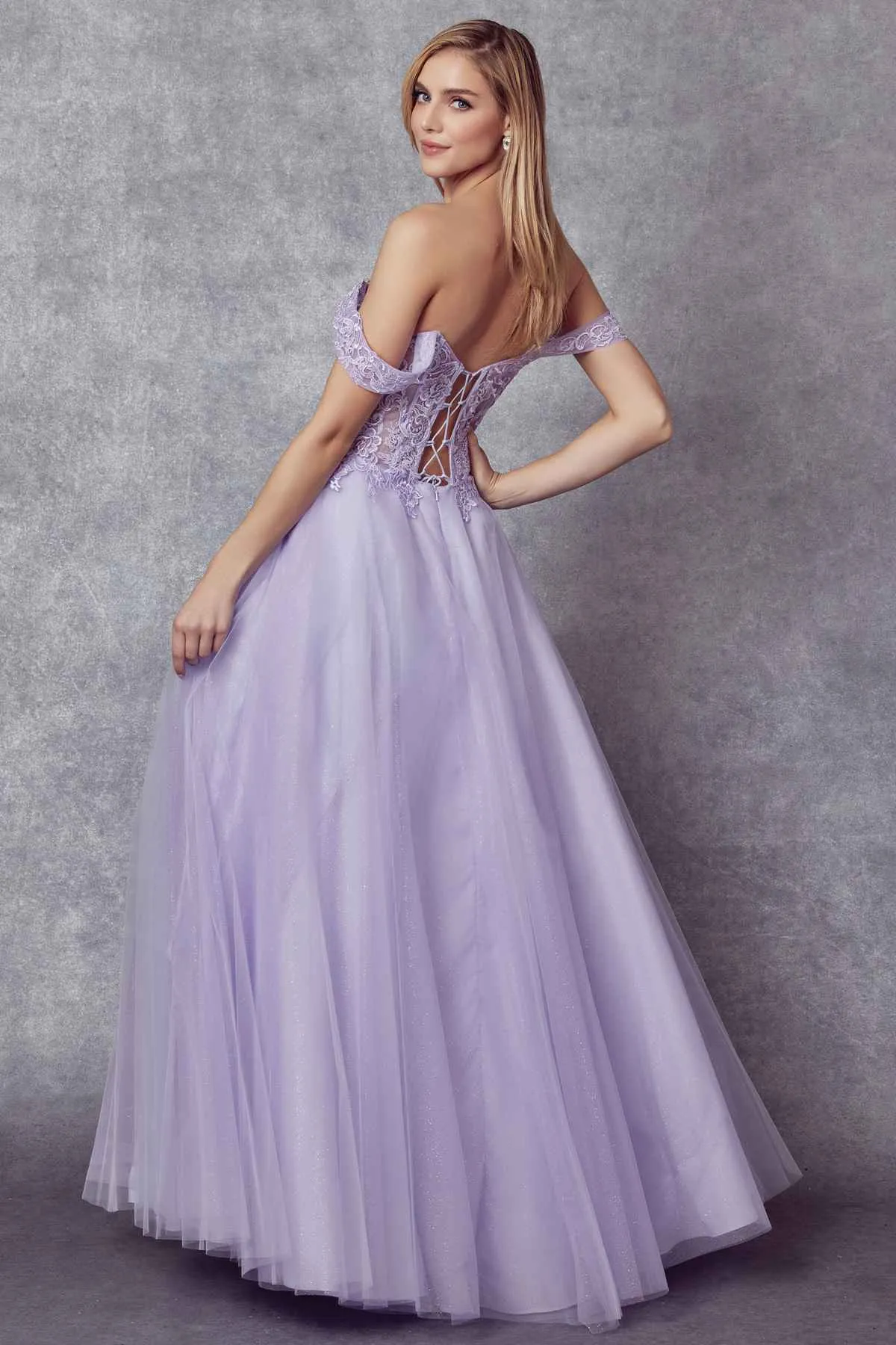 Juliet 280 Off the Shoulder Embroidered Tulle Ball Gown