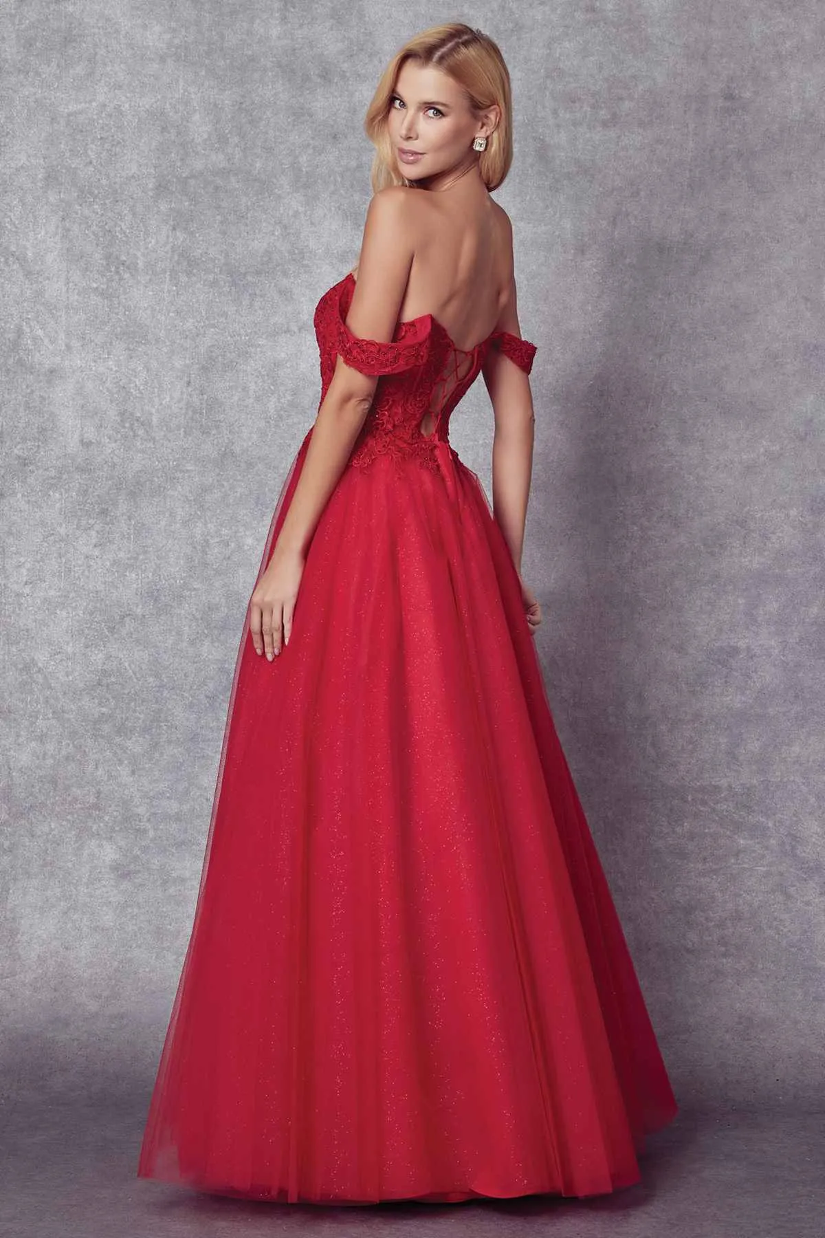 Juliet 280 Off the Shoulder Embroidered Tulle Ball Gown