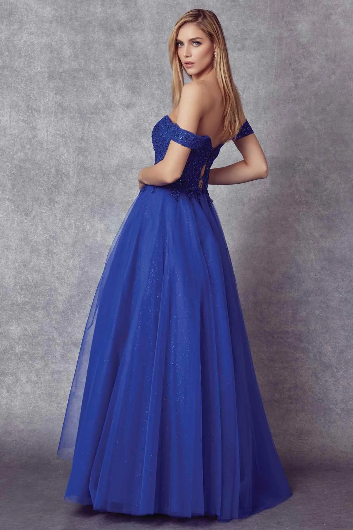Juliet 280 Off the Shoulder Embroidered Tulle Ball Gown