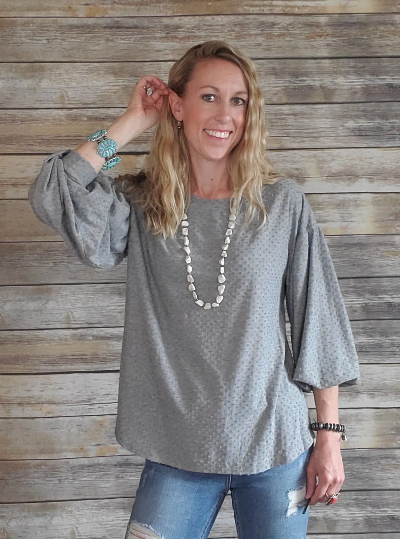 Kandi Grey Dot Top