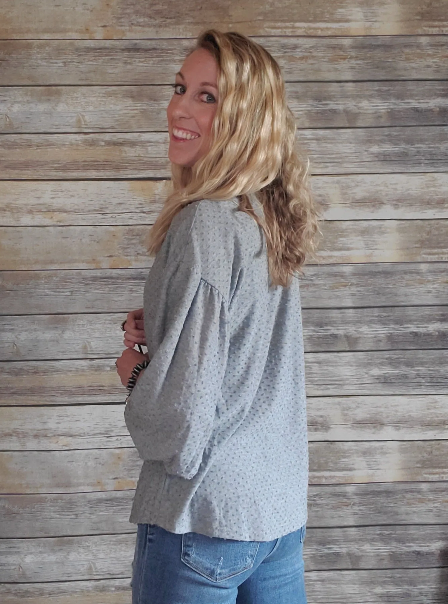 Kandi Grey Dot Top