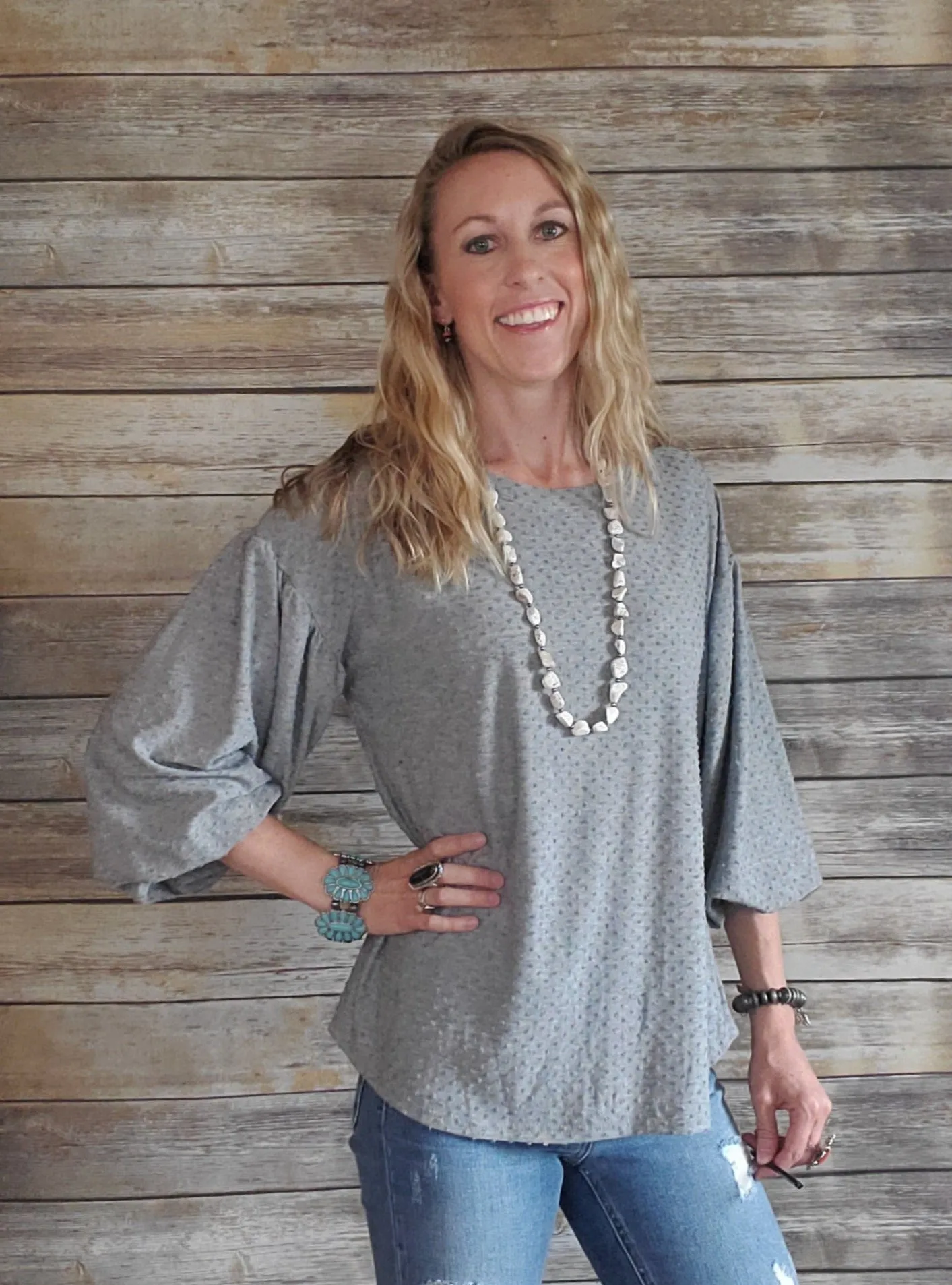 Kandi Grey Dot Top