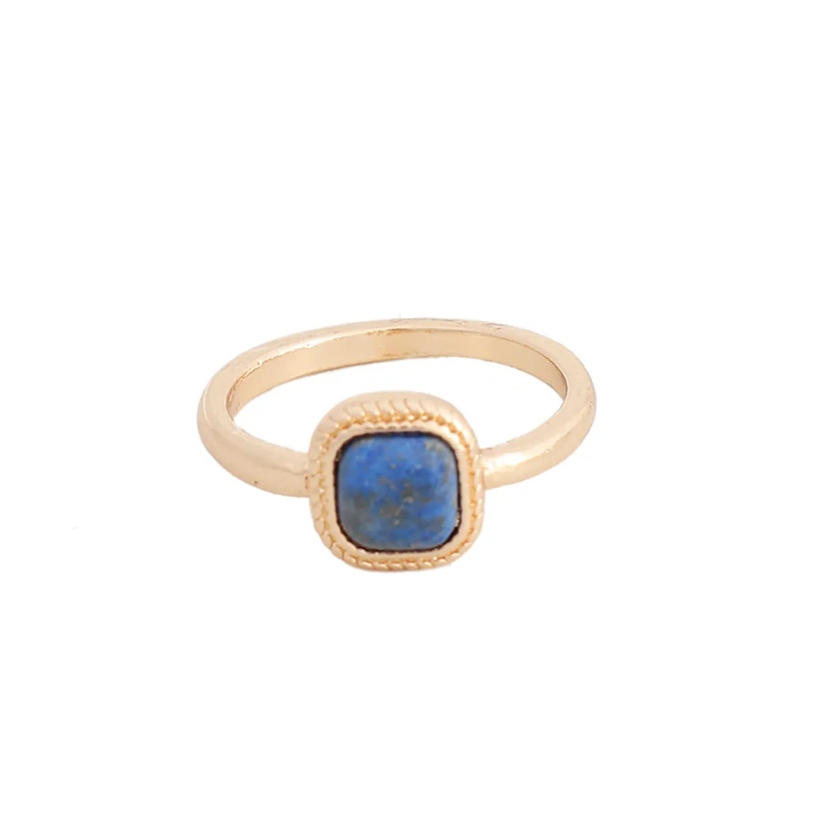 Lapis & 18K Gold-Plated Square Ring