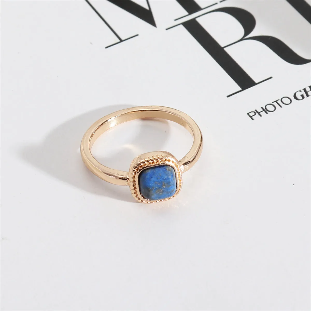 Lapis & 18K Gold-Plated Square Ring