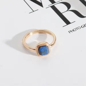 Lapis & 18K Gold-Plated Square Ring