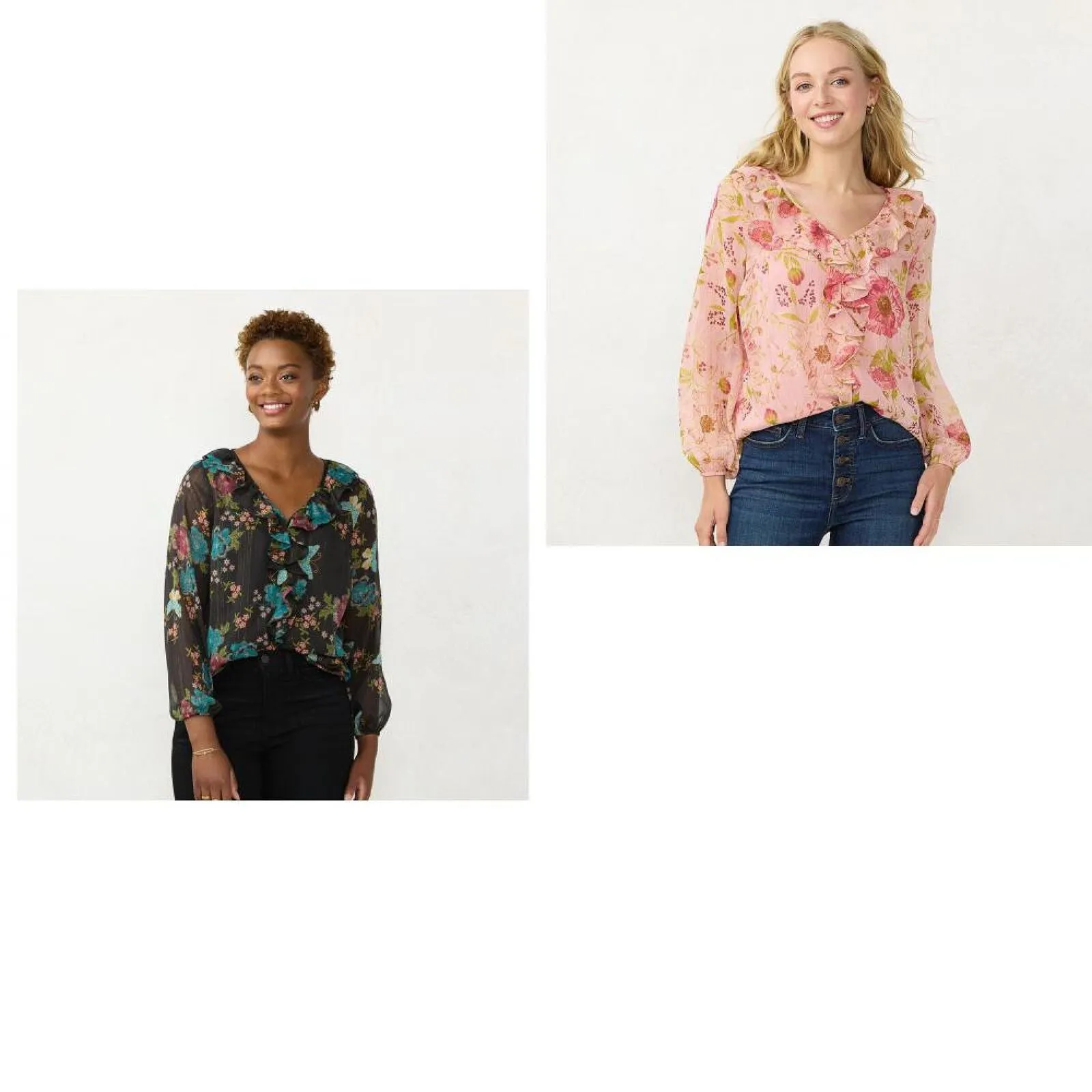 Lc Lauren Conrad Womens Ruffled Peasant Blouse WL23W019RP