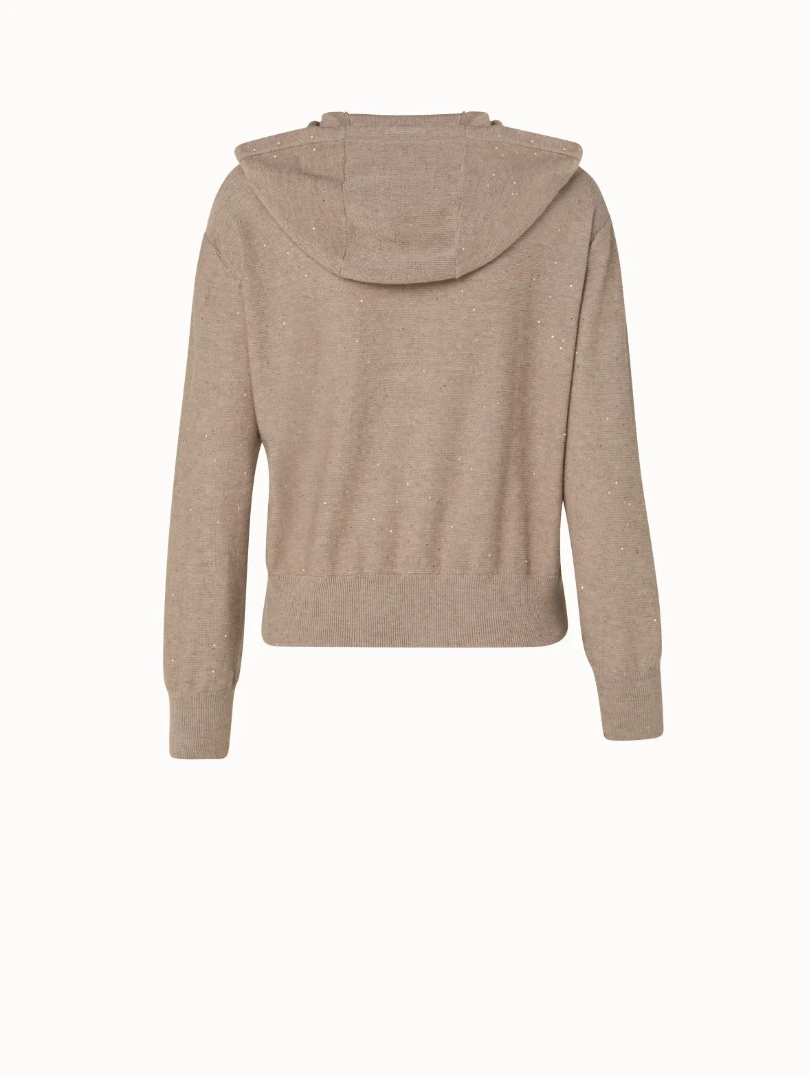 Linen Sequins Short Knit Hoodie