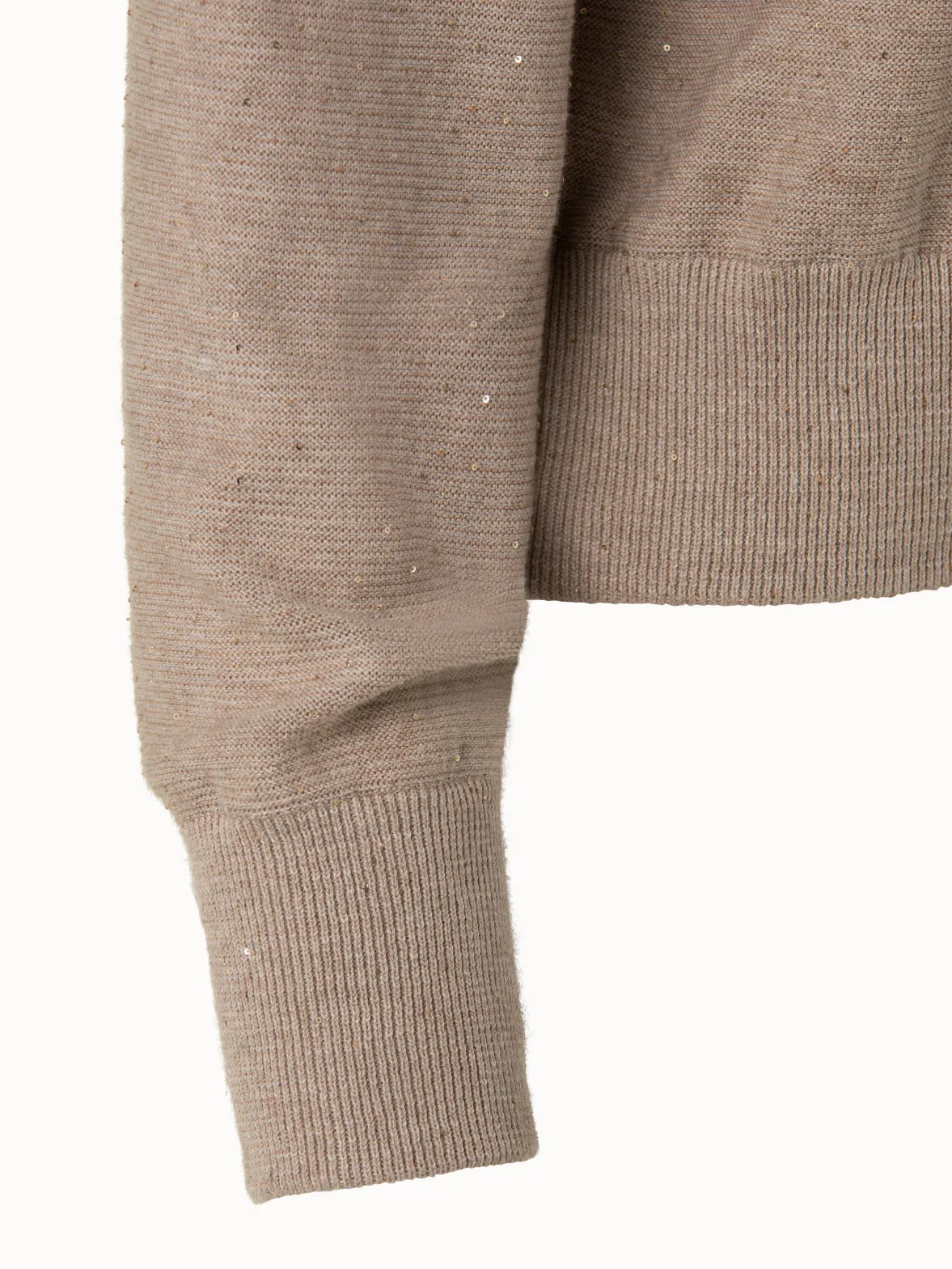 Linen Sequins Short Knit Hoodie