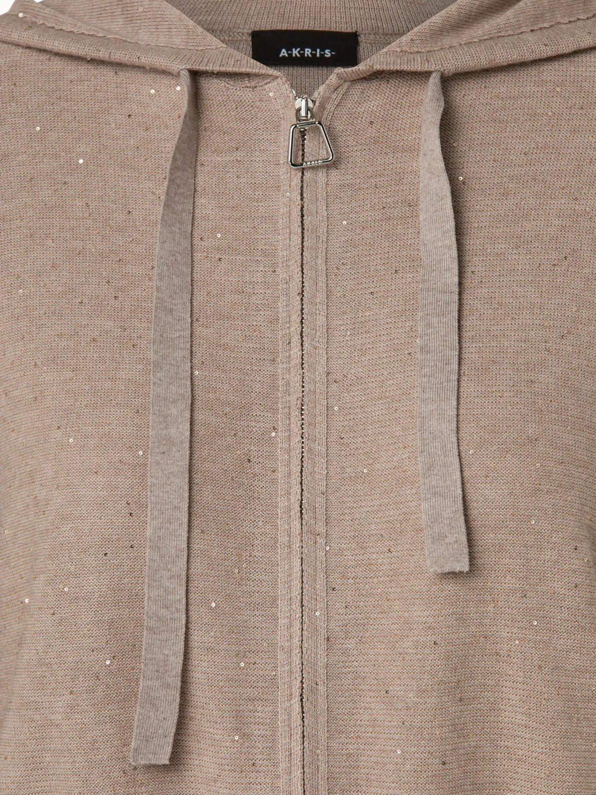 Linen Sequins Short Knit Hoodie
