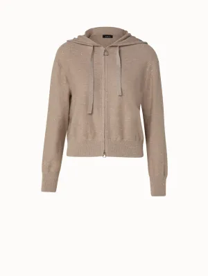 Linen Sequins Short Knit Hoodie