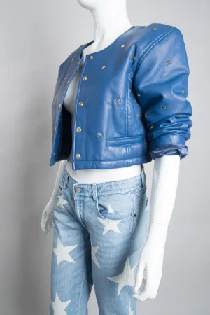 Logo Stud Leather Jacket
