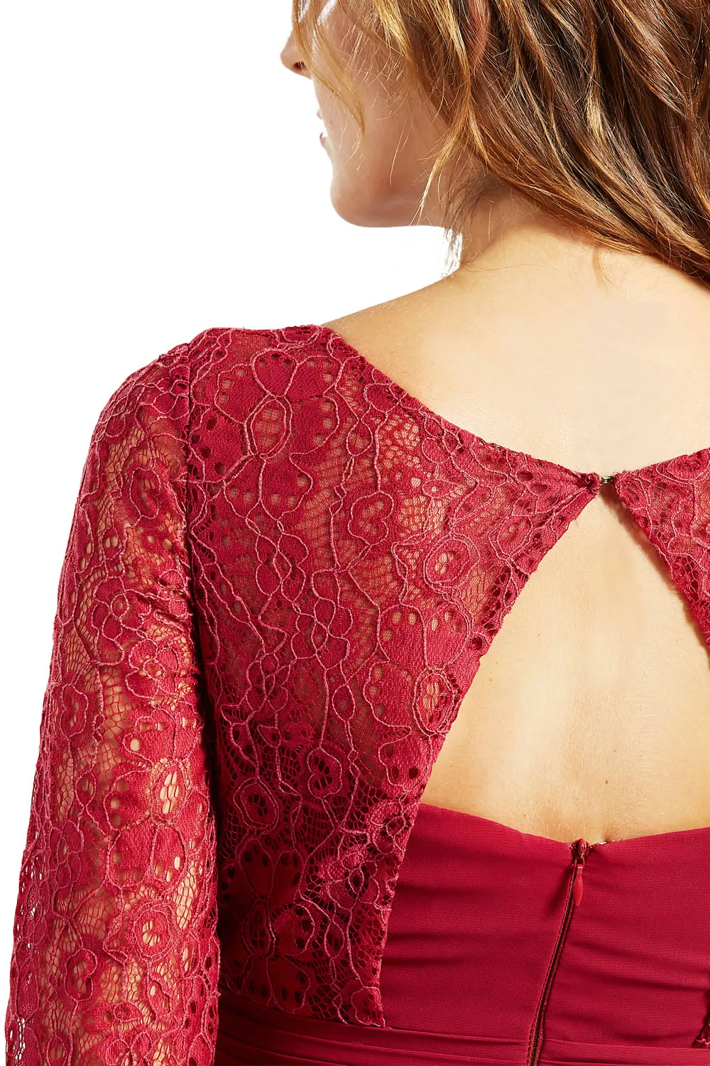 MACloth Women Long Mother of the Bride Dresses V Neck 3/4 Sleeves Evening Gown