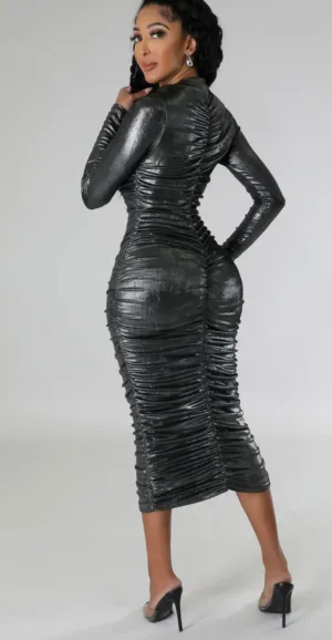Metallic Ruched BodyCon