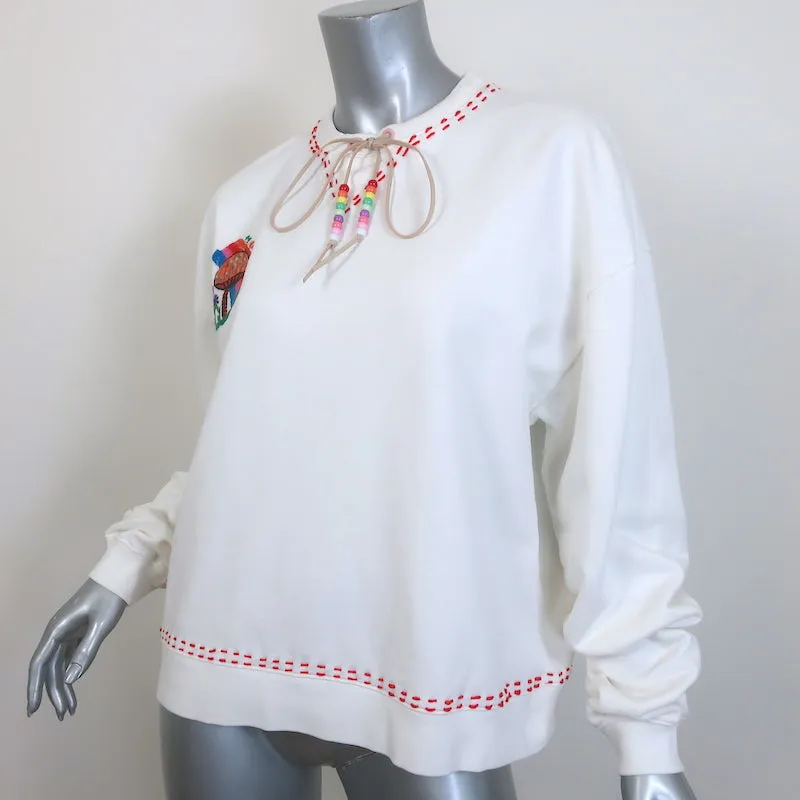 Mira Mikati Mushroom & Rainbow-Embroidered Sweatshirt Cream Cotton Size 40