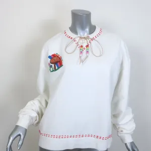 Mira Mikati Mushroom & Rainbow-Embroidered Sweatshirt Cream Cotton Size 40